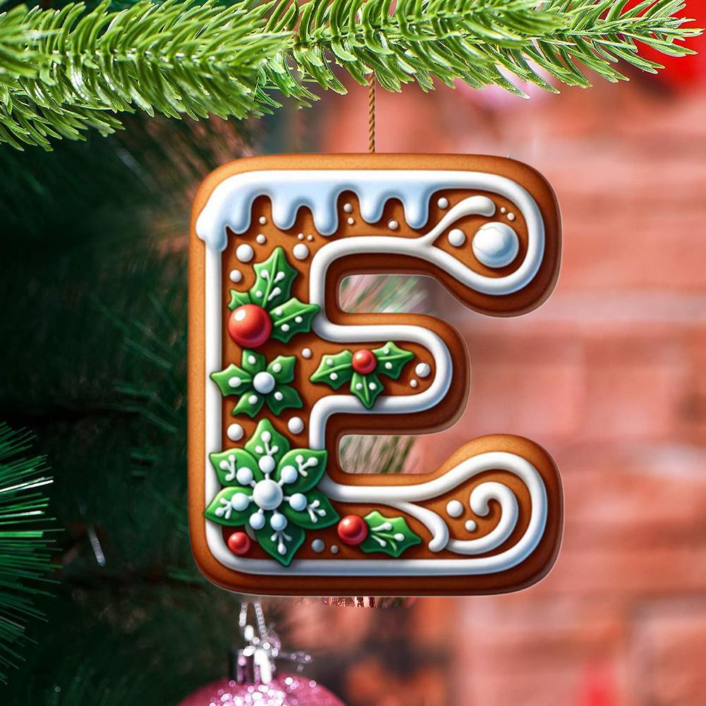 26 Letters Christmas Tree Decoration Gingerbread Alphabet Letters Ornament Flat To 2D Acrylic A Z Decoration Ornaments