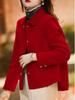 European & American Women's Double-Faced Wool Coat, Lapel Long Sleeve with Metal Buttons, 2025 Collection.
