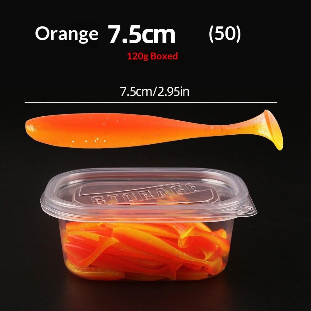 

50 Two-color T-tail Soft Bait, Freshwater Luya Soft Worm Micro-object Far Cast Bass Mandarin Fish Fake Bait Box Direct 7.5cm