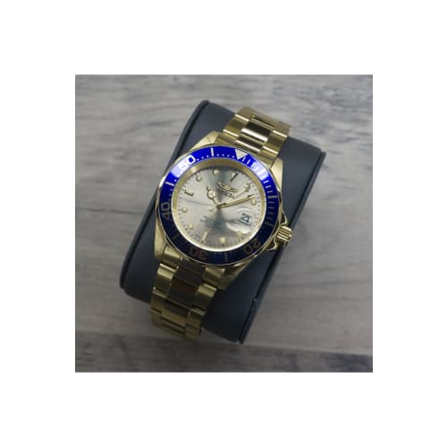 Invicta Pro Diver Quarz Uhr, 40mm Gehäuse, Goldenes Edelstahlarmband, Goldenes Zifferblatt, 14124, Herren, Offiziell importiert