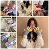 Rainbow Color Striped Knitted Gloves Korean Style Full Fingers Mittens Touchscreen Mittens  Outdoor