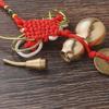Brass Five Emperors Coins Knot Pendant with Cinnabar Fillable Copper Gourd