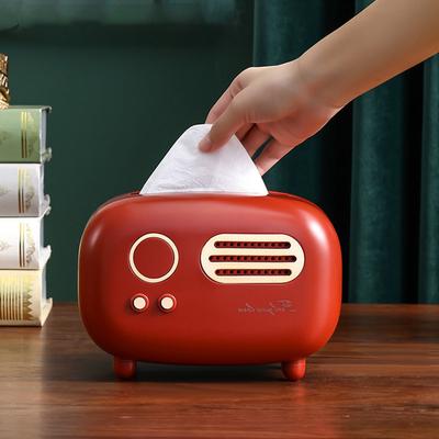 Retro model rádia Krabička na papírové kapesníčky Stolní držák papíru Vintage zásobník Úložné pouzdro na ubrousky Organizér Ornament Craft Multifunkční