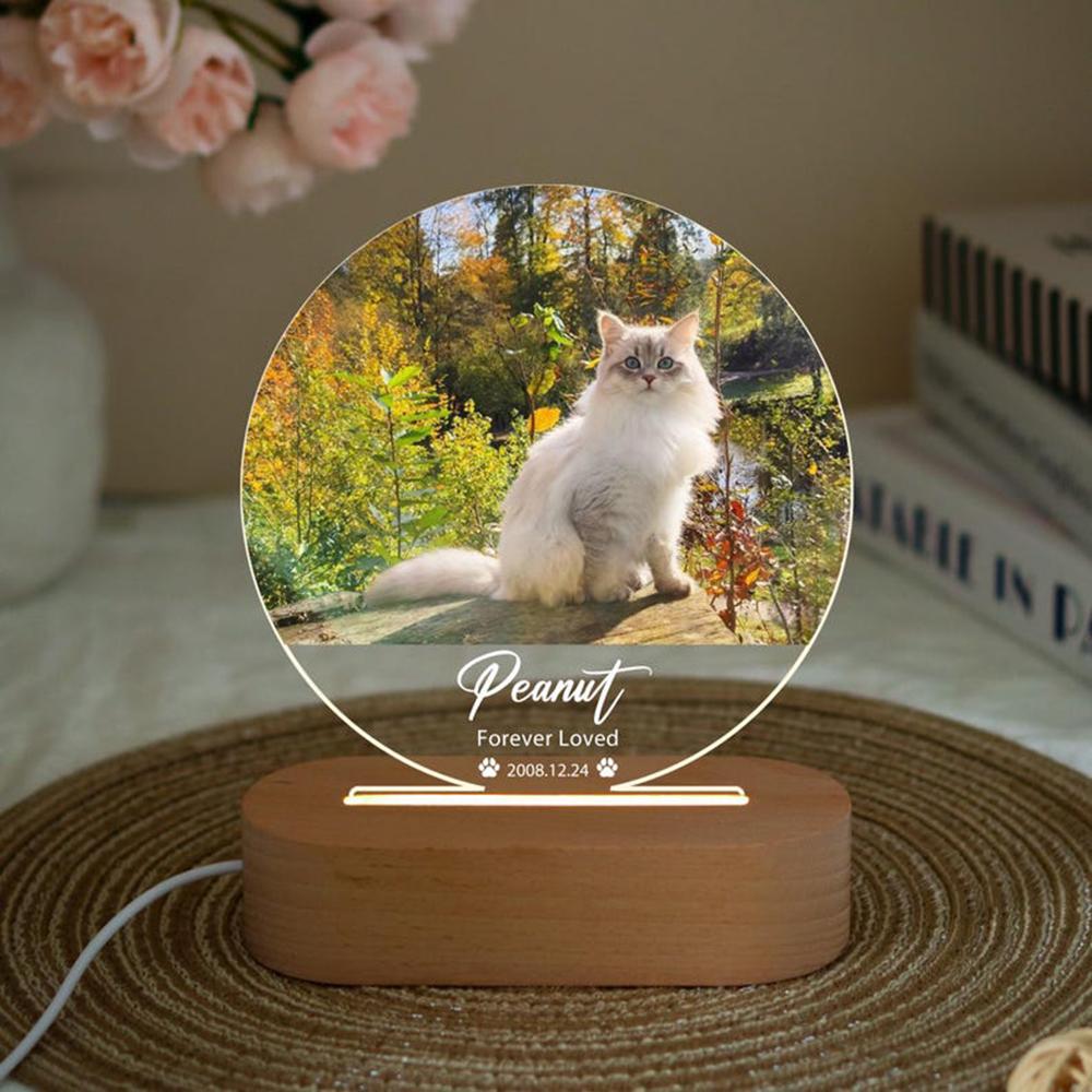 Custom Pet Photo Night Light Personalized Pet Growth Memorial Plaque Frame Customizable Pet Picture Ornament Record Lift