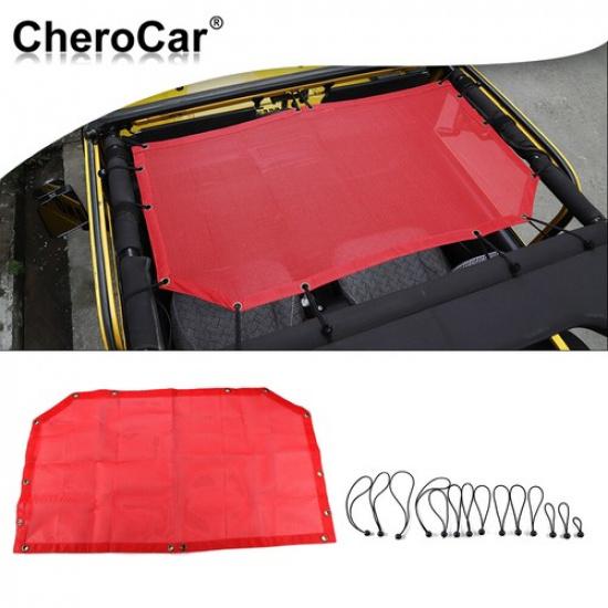 Exterior Red Anti-UV Roof Sunshade Protection Mesh For Jeep Wrangler TJ 2 Door