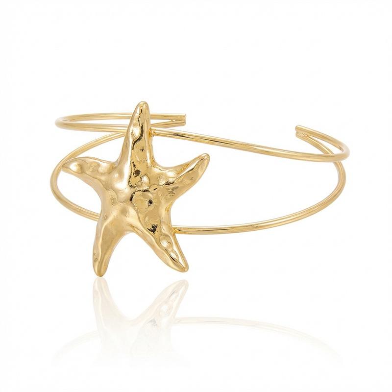 Women's New Vacation-Style Exaggerated Starfish Metal Open Arm Cuff Bracelet Bohemian Beach Versatile Hand Accessory
