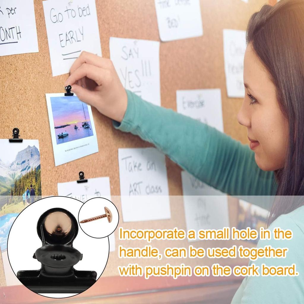 Coideal Small Bulldog Paper Clips - 120 Pcs Mini Black Metal Hinge Bull Clips 22mm Tiny Binder Paper Clamps for Pictures, Photos