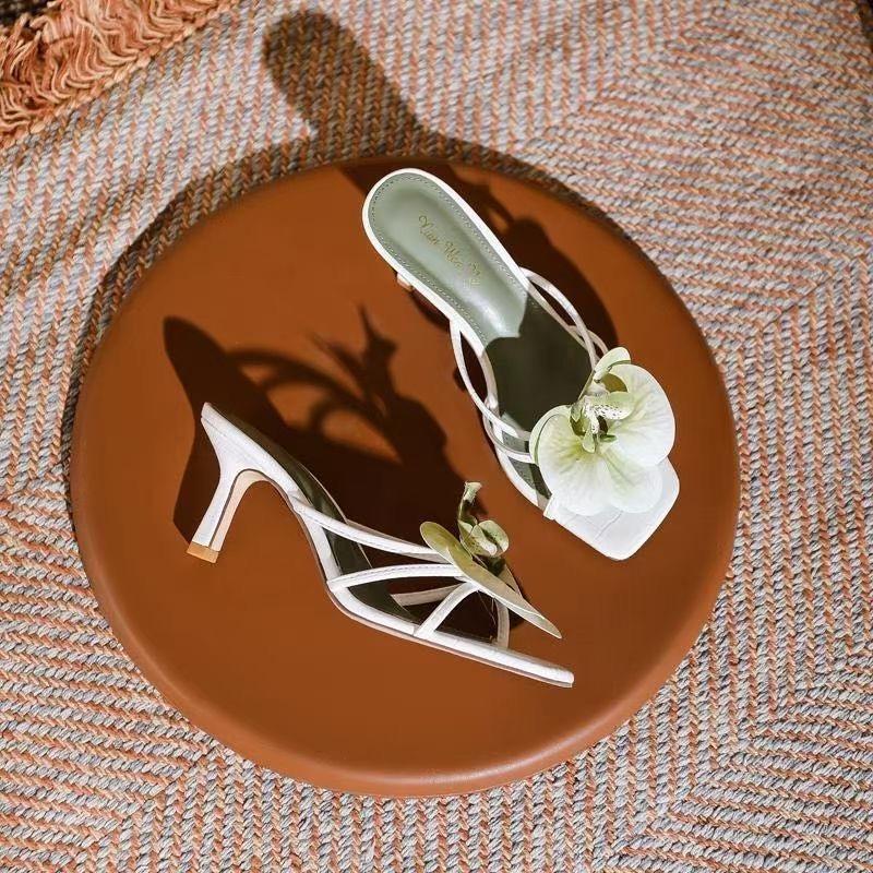 Fashion Women High Heels Slippers Fashion Flowers Design Casual Slippers Summer High Heel Sandals for Women Beach Slies Sandalias Mujer