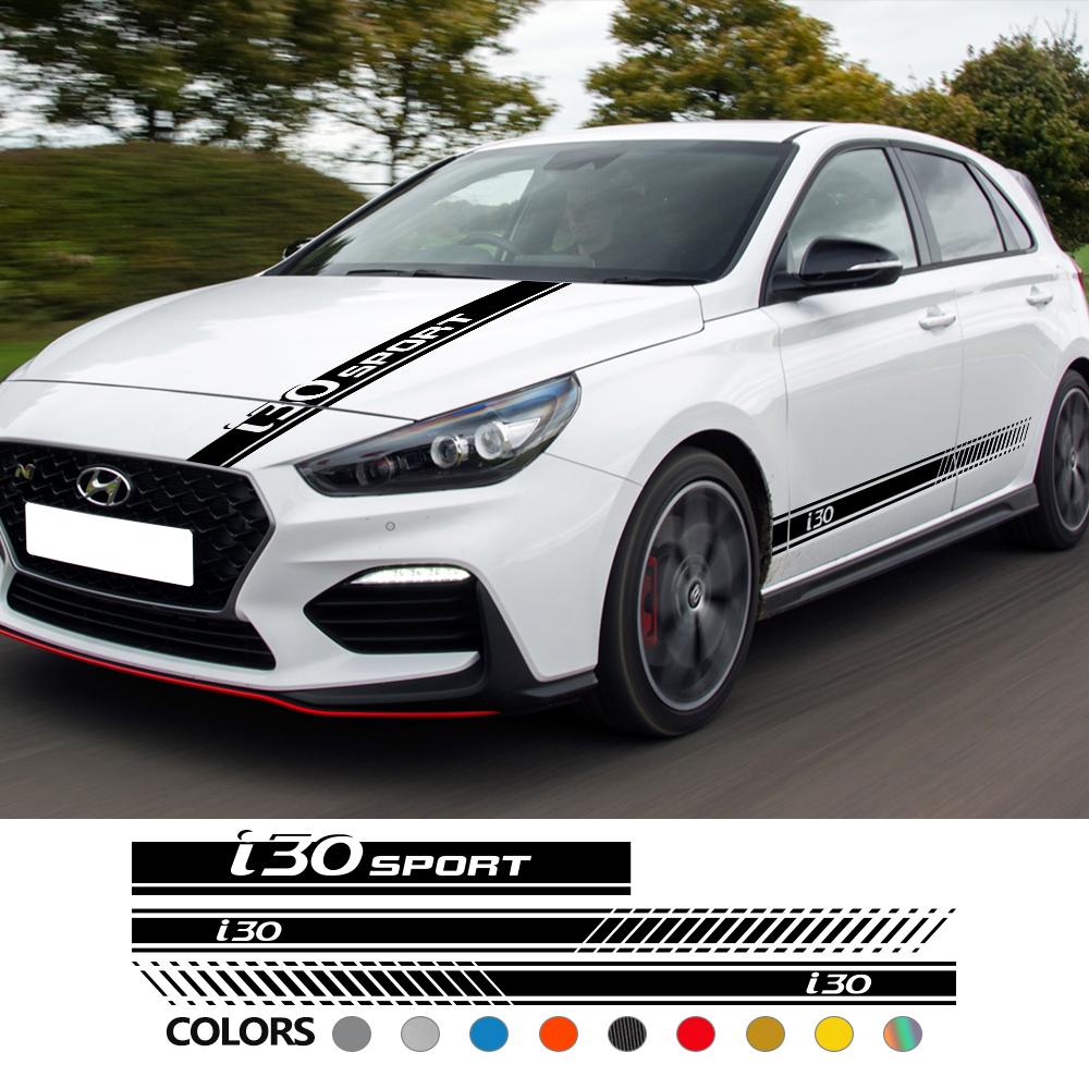 Car StickersAuto Hood Door Side Graphics Racing Sport Stripes Decor Decal For Hyundai I30 I 30 N Line 30n Sedan GT Accessoriees