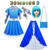 Zombies Kids Cosplay Costume Girls Dress Cloak Wig Bag Halloween Gift Outfit
