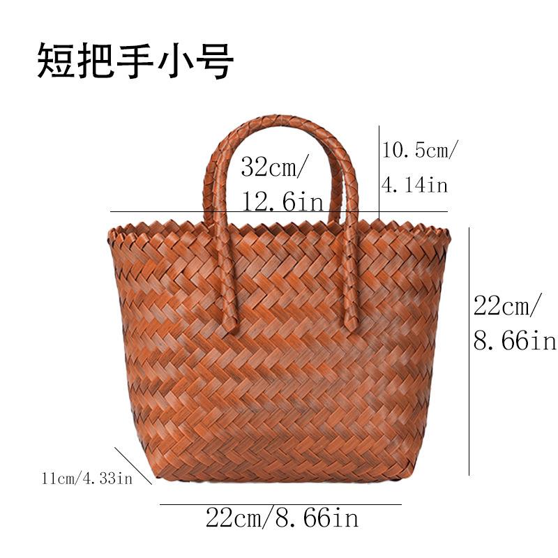 Large capacity imitation rattan straw bag handwoven bag rattan handbag picnic women s bag souvenir vegetable basket bag open (without lining)