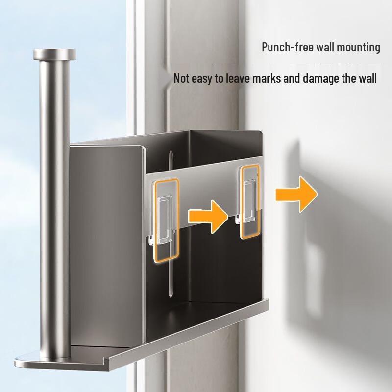 Nail-Free Refrigerator Storage Rack with Paper Towel and Wrap Holder