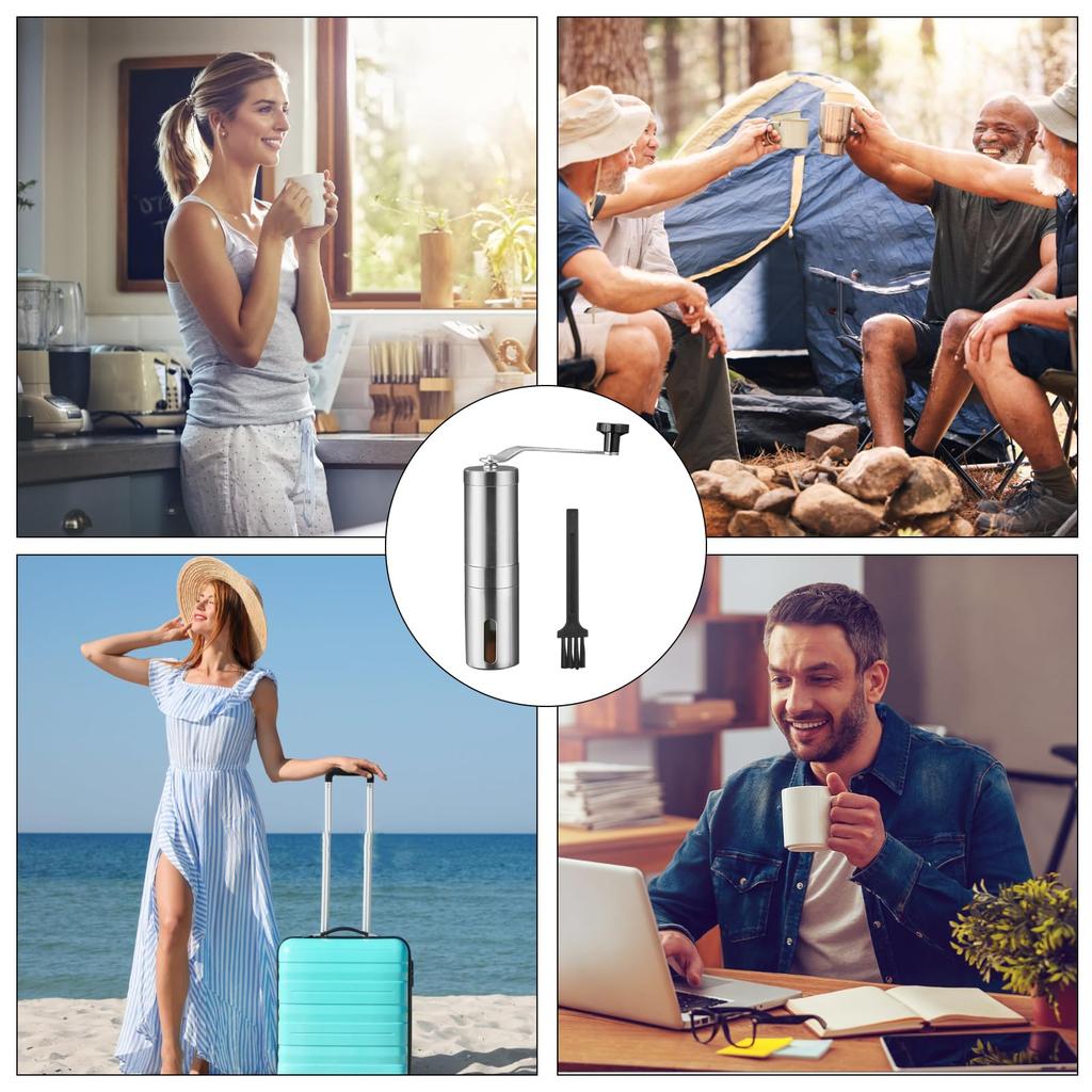 Coollooda Hand Coffee Grinder, Stainless Steel, Manual Operation, Adjustable Coarseness, Uniform Powder, Easy Cleaning, Labor-Saving, Compact,