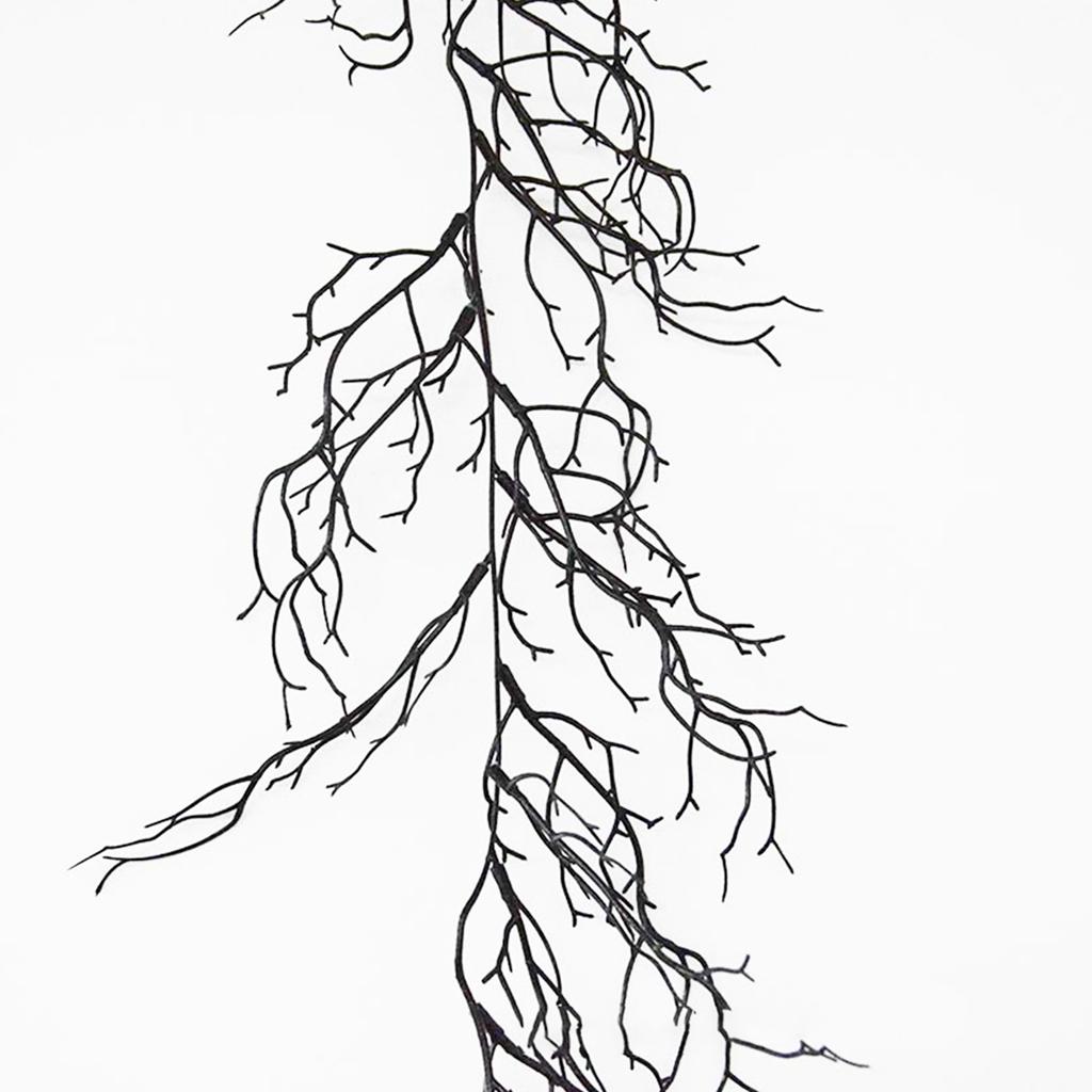 6.2ft Artificial Tree Branch Twig Garland Hanging Decor for Holiday Wall Door Fireplace Indoor Decoration Black