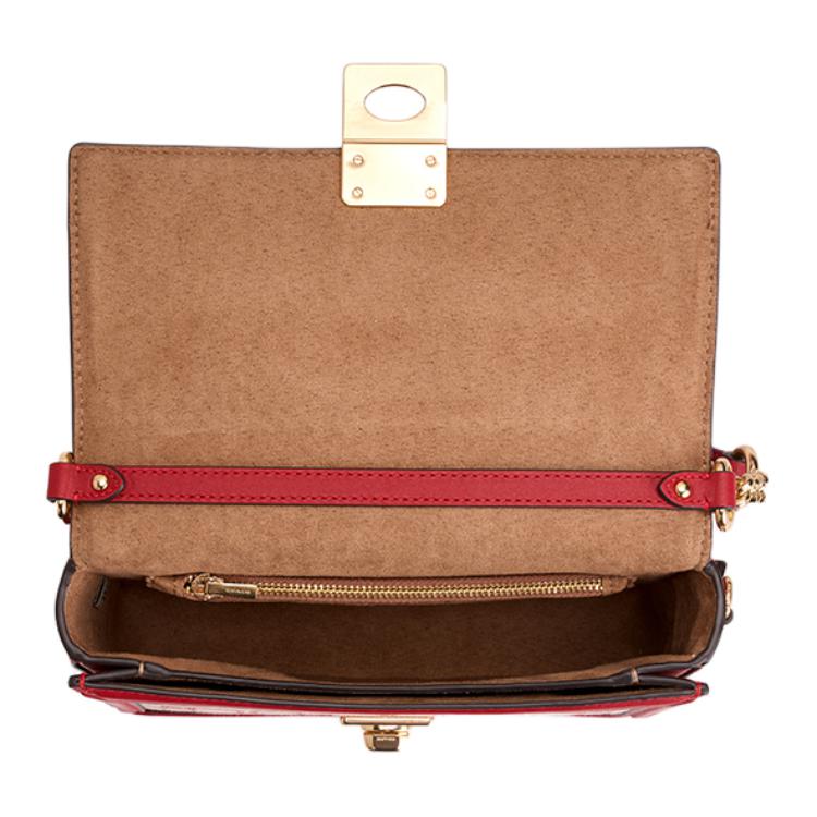 Coach Hutton 21 Monogramm Leder Kleine Quadratische Kettentasche Damen Taschen Rubin CZ491-IMRBY