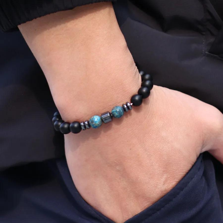 New Design Men Bracelet Jewelry 8mm Black Onyx Tiger Eyes Lava Turquoises Stone Braslet Hombre Suppliers