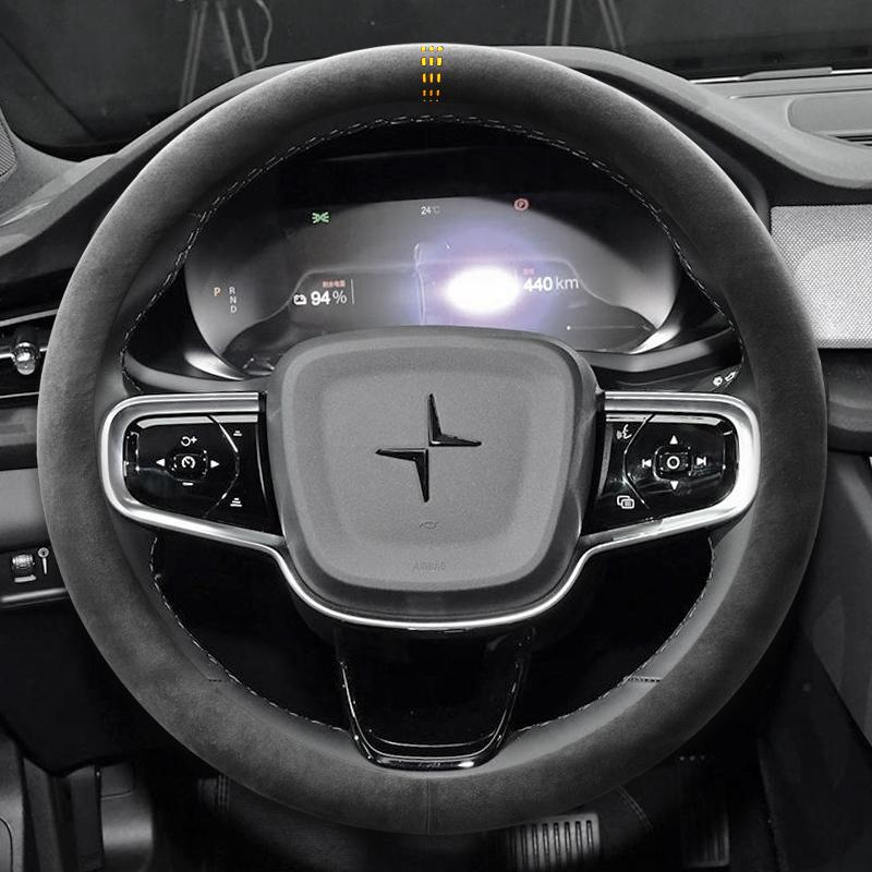 For Polestar 2 1 3 4 5 Ultrathin Non-Slip Four Season Universal Suede Steering Wheel Cover Car Interior Modified Accessory