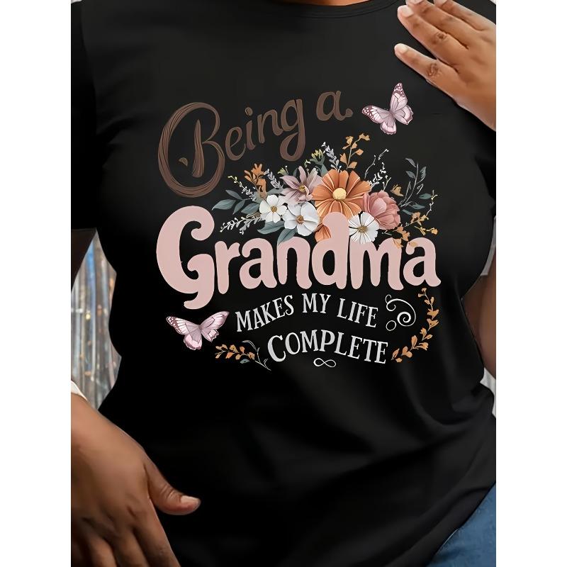 Großgröße, lässiger Crewneck Pullover T-Shirt in Übergröße mit dem Aufdruck „Bald Oma“ und anderen Buchstabendruck-Elementen
