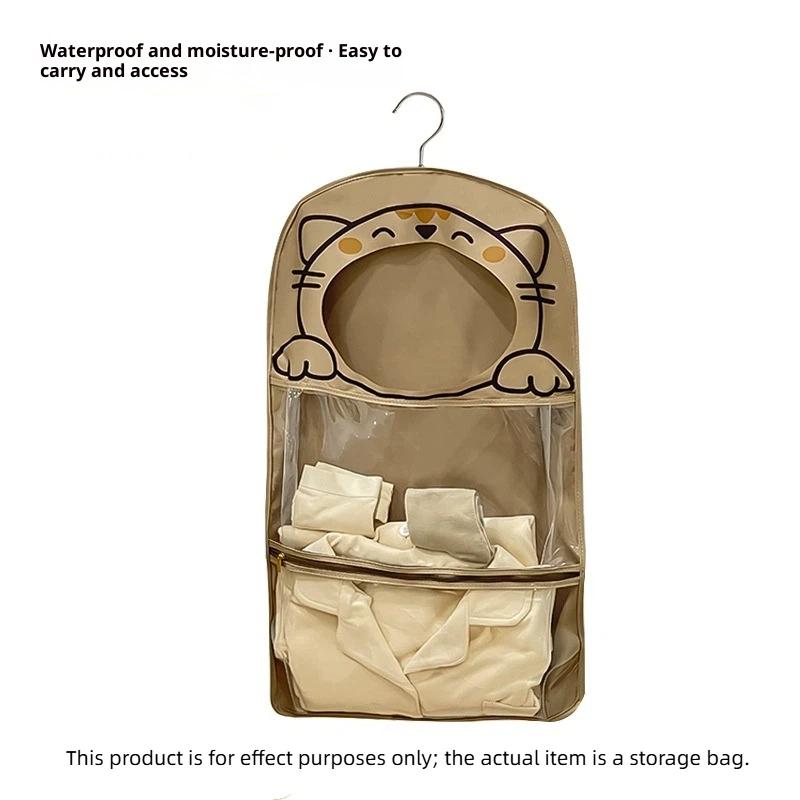 Playful Cartoon Hanging Bag Waterproof Wall Mounted Storage for Underwear Socks Multi Purpose Visible Organizer