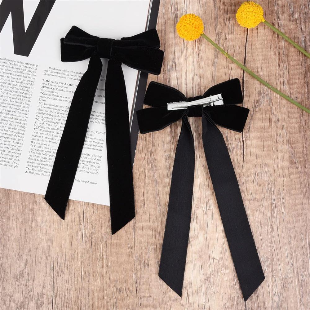 Winter Velvet Belt Double Bow Hairpin Hair Accessories Fashionable and Simple Versatile Princess Duck Bill Clip Hairpin