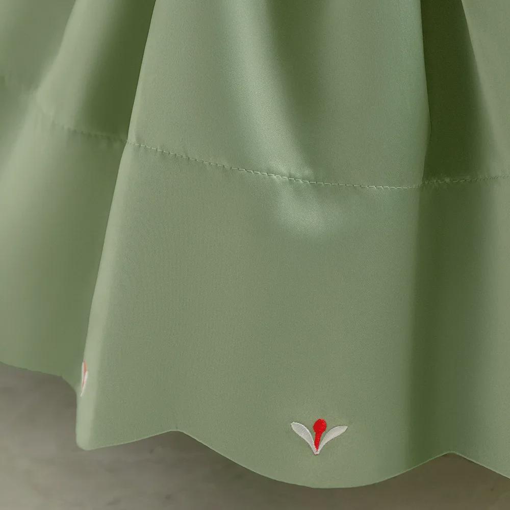 Vyšívané narozeninové šaty s pufovanými rukávy pro roční holčičky