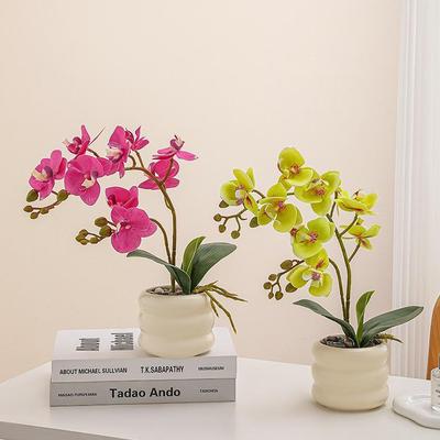 Petites Phalaenopsis Artificielles en Pot pour la Décoration du Salon, de la Table à Manger et du Meuble TV
