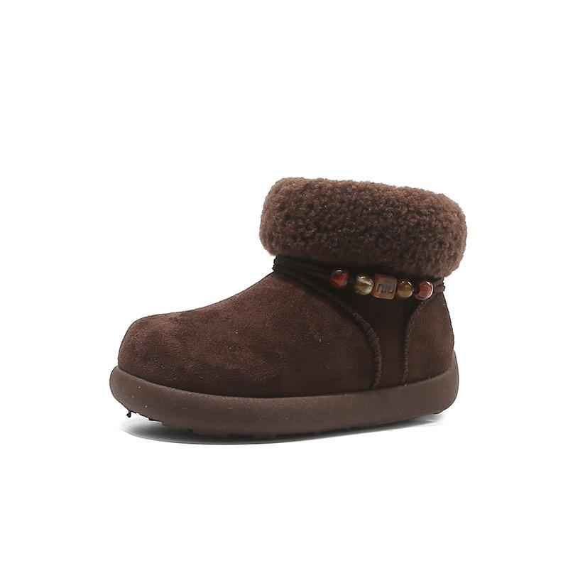

Winter Thick Fleece Lined Snow Boots for Kids, Soft Sole Cotton Boots for Baby Girls and Boys size 33 темно-коричневого кольору