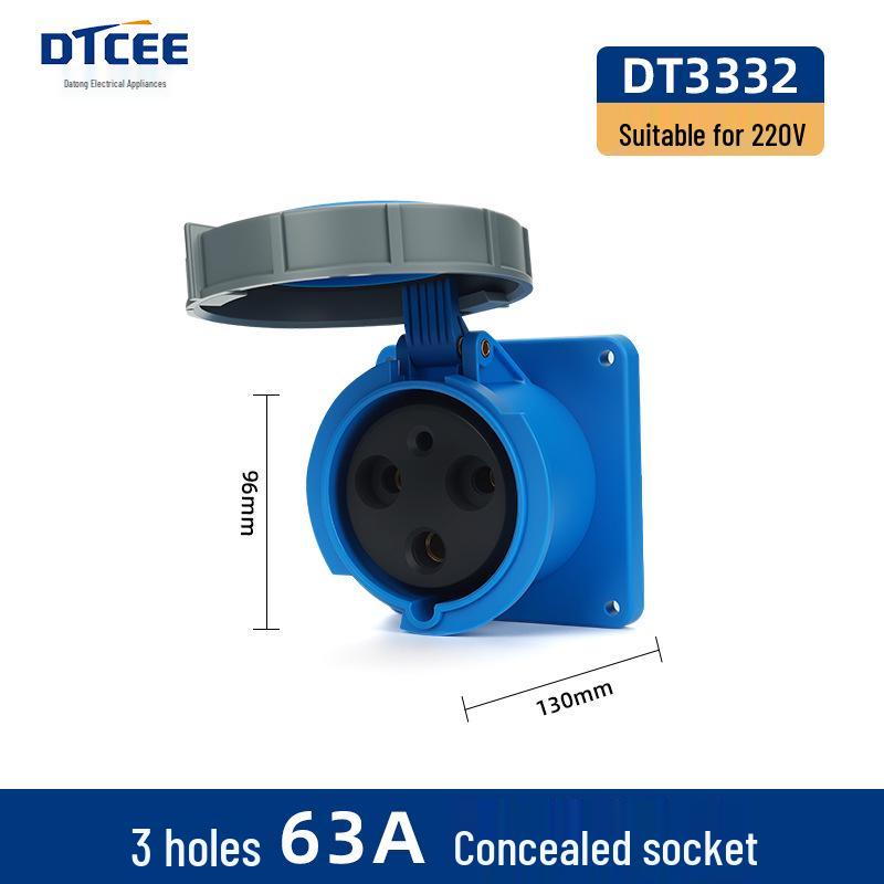 IP67 Three-Phase Industrial Plug Socket: 63A/125A, Waterproof, Aviation Plug, Male-Female, 3/4/5 Core.