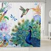 Peacock Bathroom Sets Hummingbird Dragonfly Shower Curtain Flowers Birds Pattern Bath Curtain For Girls Women Navy Blue Floral