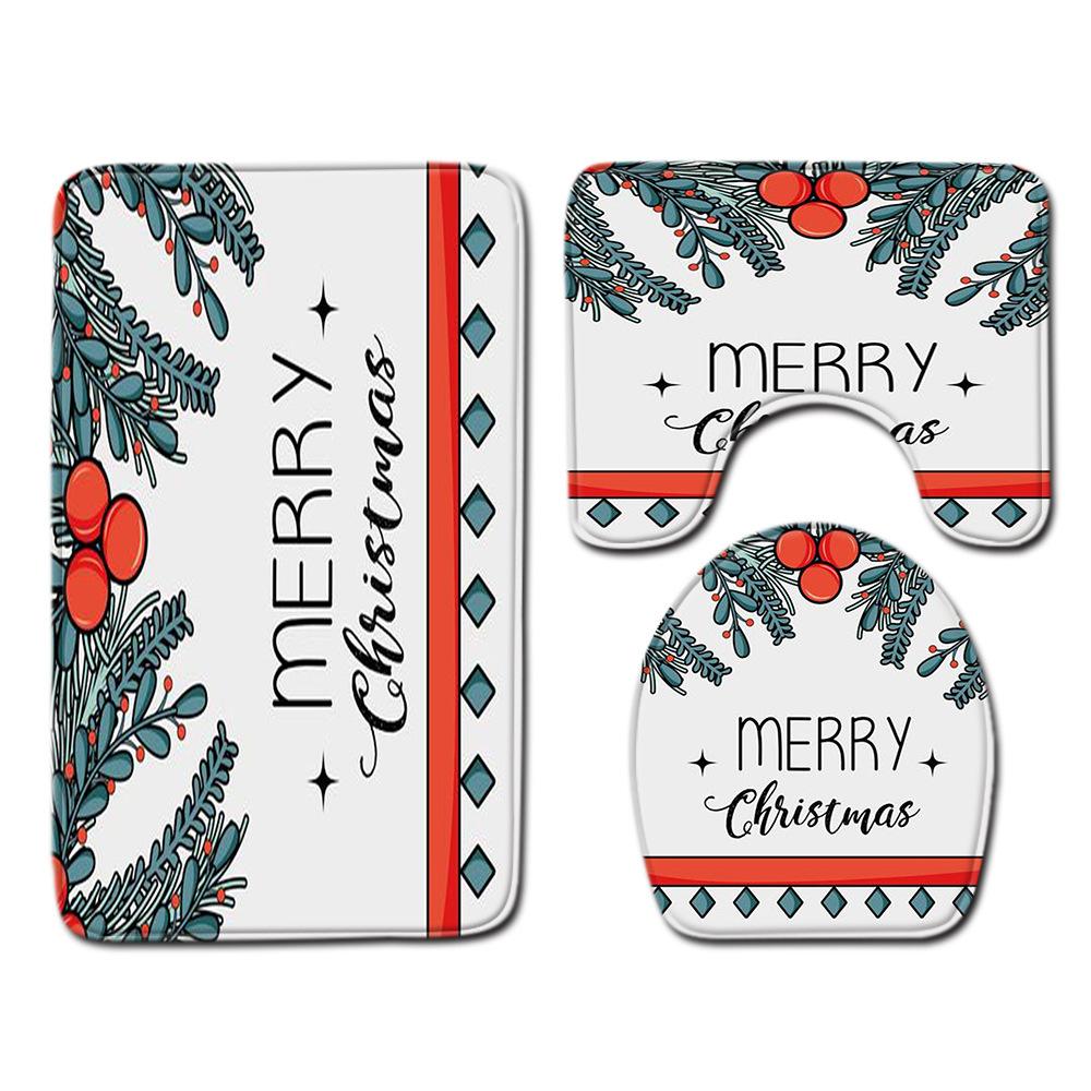 Christmas Bathroom Floor Mat Toilet Three-Piece Set