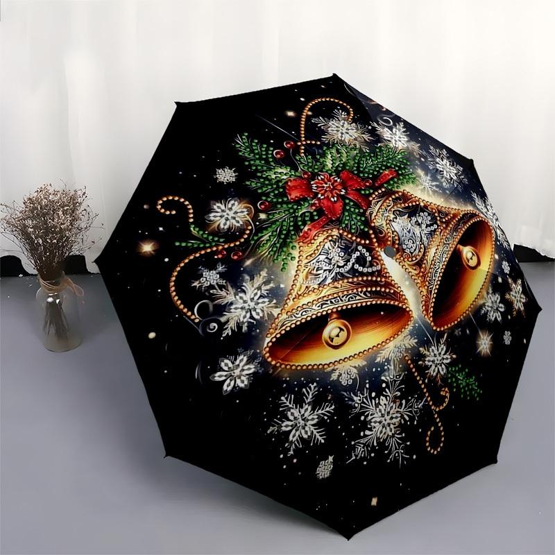 1pc Christmas Snowman Design Automatic Opening Folding Umbrella with Holly Berries, 8 Bone Iron Frame, Outdoor, Festive Gift for Fans, Travelers, Dail