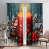 2pcs,2D Plane Printing Creative Curtains Christmas Candle Winter Village Scene (2) Versatile Fabric (without Rod) Decorations