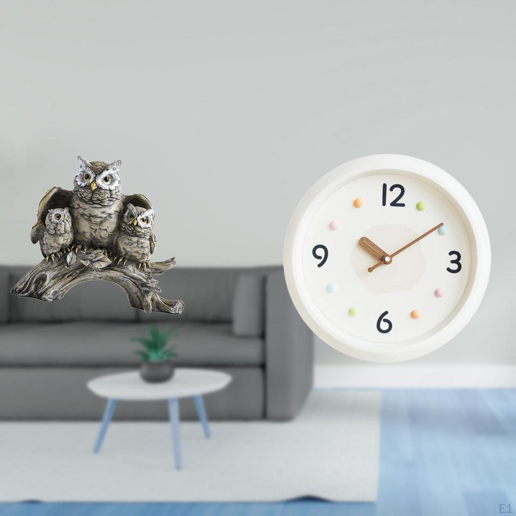 Figurines Wall Clock Statue Animal Ornaments Resin PP Wooden Hands Quiet Non Ticking Decorative