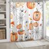 1pc Halloween pumpkin maple leaf spider web print shower curtain   polyester fabric   machine washable   suitable for bathroom