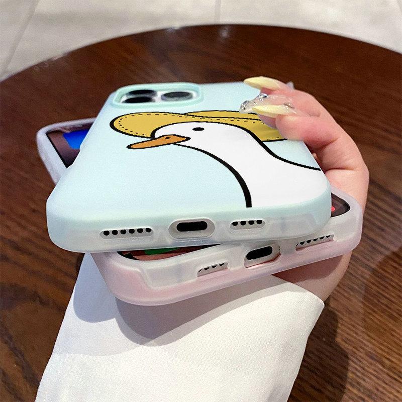 Patterned Matte Frosted Skin Feel Casing PC+TPU 2in1 Wearing Hat Goose Printed Protective Cover Soft Back Case