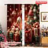 2pcs 2D Flat Printing Merry Christmas Popular Curtain Christmas Trees and Gifts 100% Polyester Without Electricity Family Party