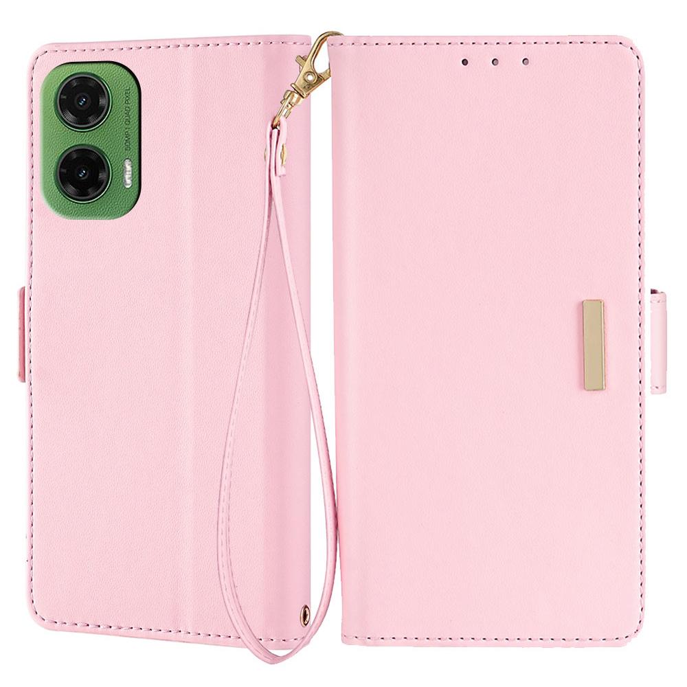 For Motorola Moto G35 5G Leather Wallet Case RFID Blocking Stand Cover with Hand Strap