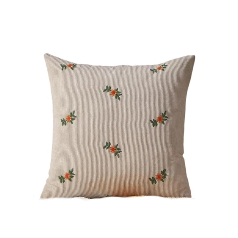 Elegant Embroidery Corduroy Cushion Cover Breathable Easy Caring Comfortable Bedroom Living Room