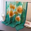 Spring and summer thin printing simulation silk brocade sunscreen pink purple flower silk scarf long scarf shawl versatile headscarf scarf