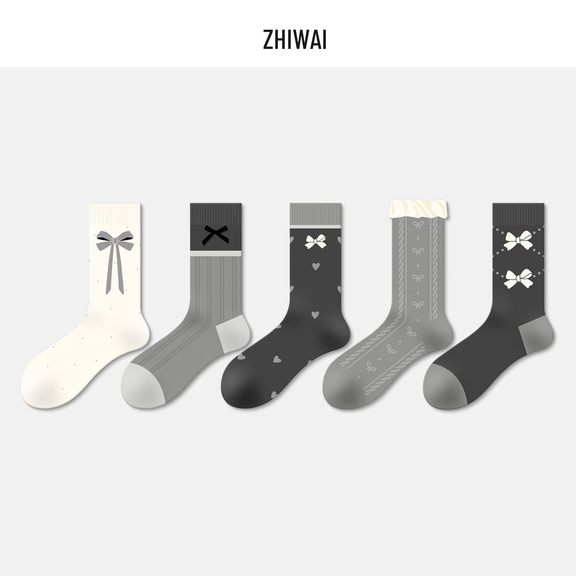 

Women s Miu Series Colorblock Lace Heart Mid-Calf Socks - Breathable, Sweat-Absorbent Cotton for Spring & Autumn One Size 35-43