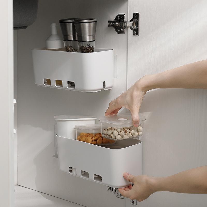 Retractable Kitchen Cabinet Storage Rack - Multifunctional, Punch-Free, Pull-Out Drawer Organizer