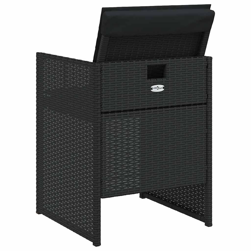 5 Piece Outdoor Dining Set with Cushions Black Poly Rattan