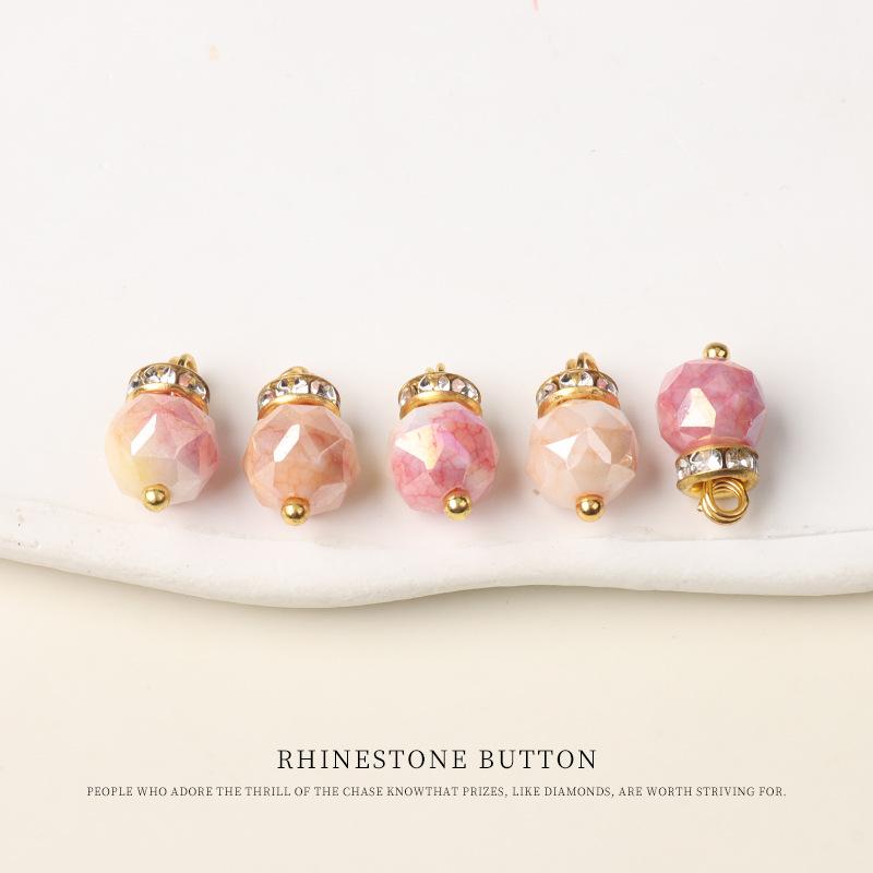 5pcs Imitation Crystal Cut Color Diamond-Encrusted Small Buttons Hanfu Cheongsam Buttons Women'S Shirt Cardigan Sweater Decorative Buttons