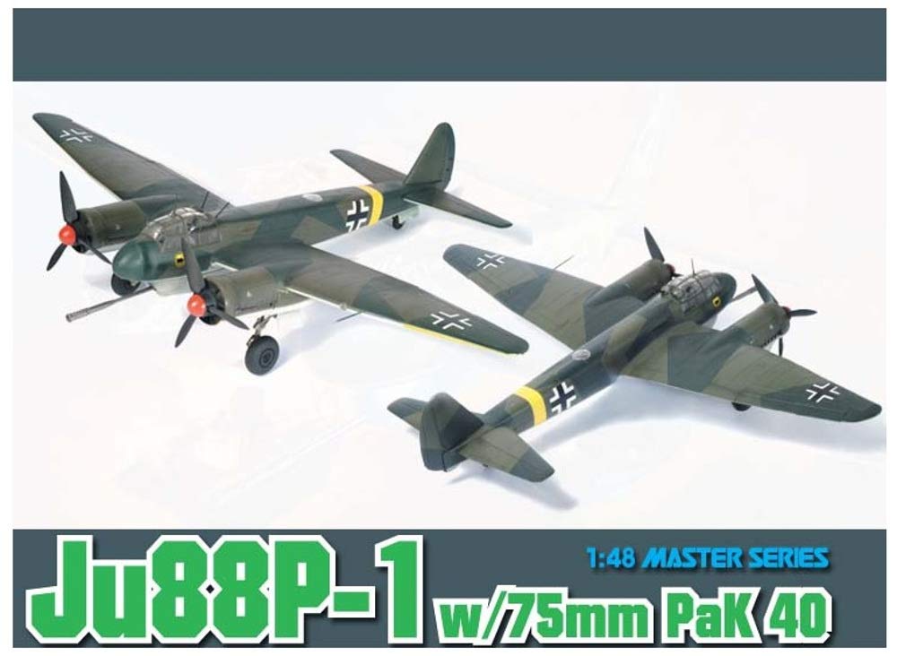 Dragon World War II Luftwaffe Junkers 75mm gun PaK40 Tank Buster Plastic Model DR5543 1/48 Ju88P-1 & anti-tank
