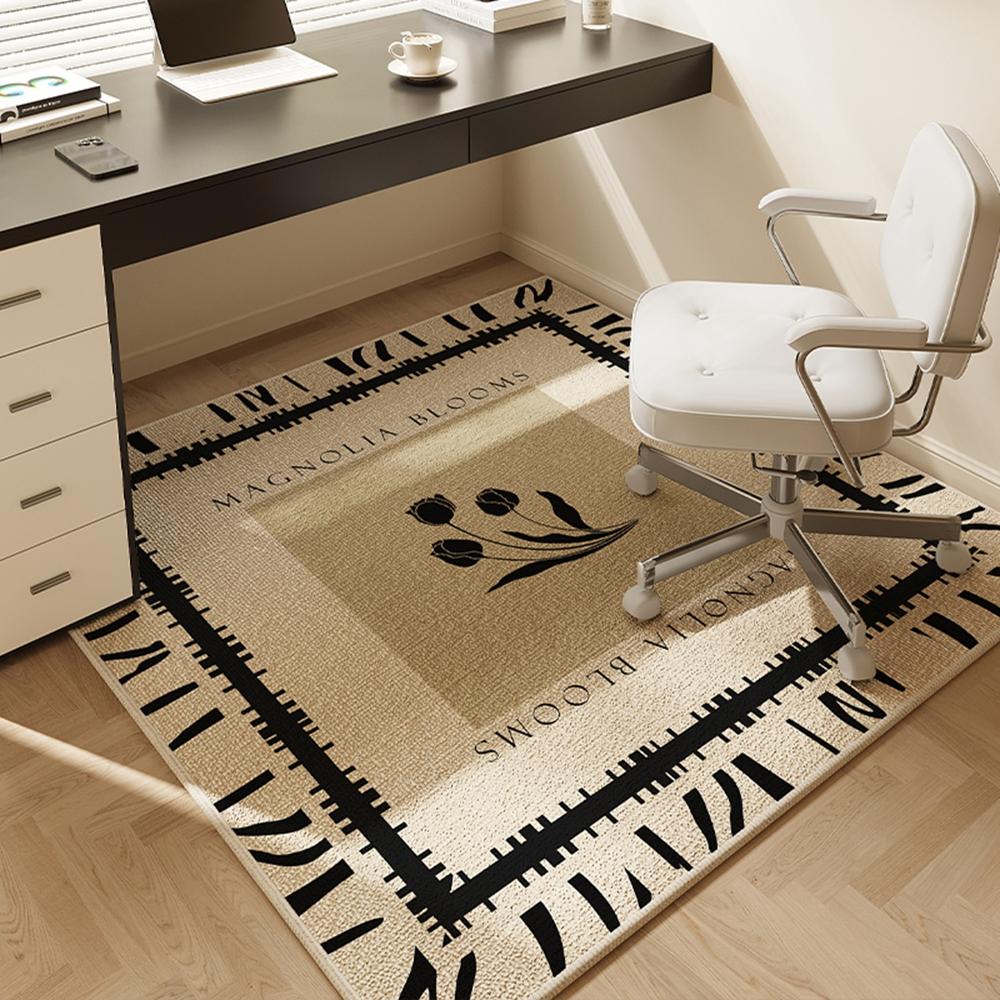 Square Rugs Desk Computer Chair Floor Mat Bedroom Wash-Free Wipeable Anti-Slip Floor Protection Pad Home Decoration
