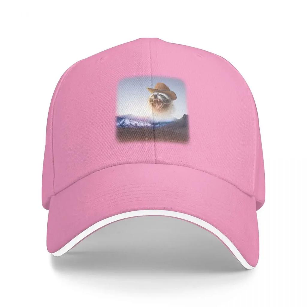 cowboy raccoon word art Baseball Cap Military Tactical Cap Anime Trucker Hats For Unisex Womens