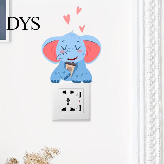 Decorative Party Scene Accents Cute Elephant Switch Sticker, PVC Waterproof Light Decal, Protective Cover for Safe Electrical Surround Stickers