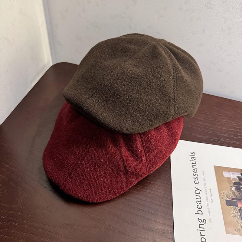 Classic Solid Color Womens Beret With Short Brim For Autumn Winter Fashion Accessory