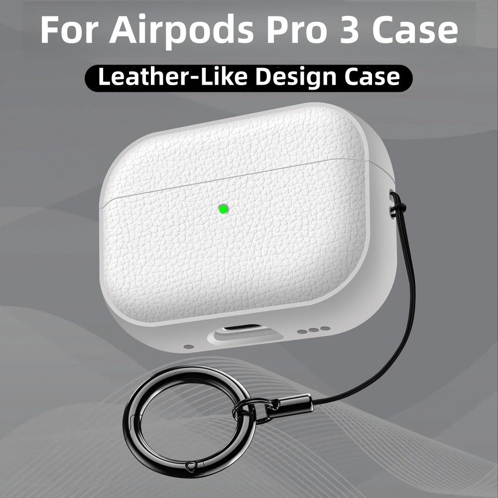 For Airpods Pro 3 Case Soft TPU Leather-Like Design Protective Cover with Lanyard and Cleaner Kit For Apple Latest Airpods Pro 3