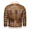 Herren Plus Size Retro Lammwolle Leder Motorradjacke